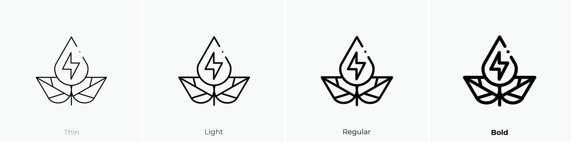 green energy icon. Thin, Light, Regular And Bold style design isolated on white background vector
