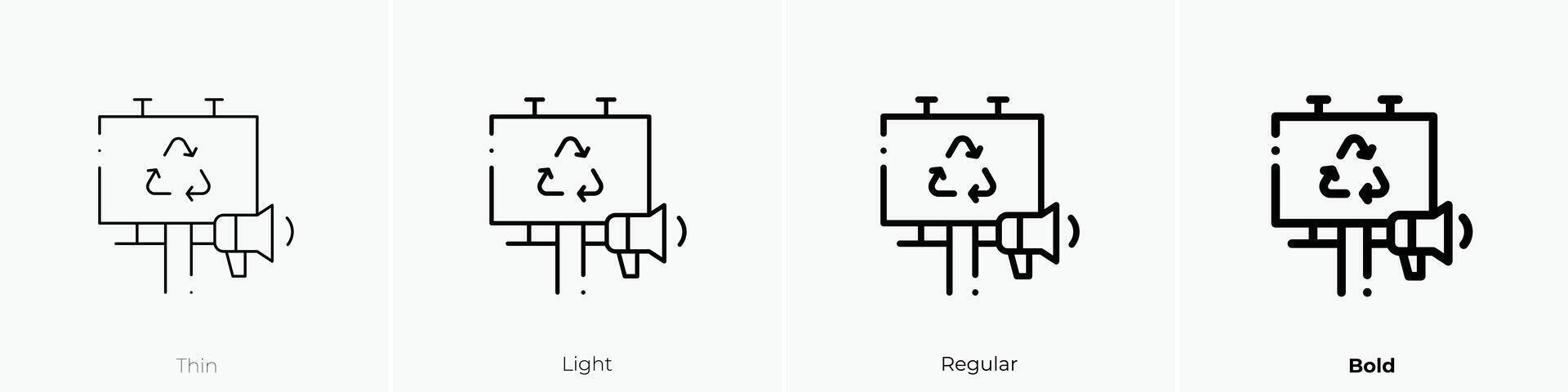 green icon. Thin, Light, Regular And Bold style design isolated on white background vector