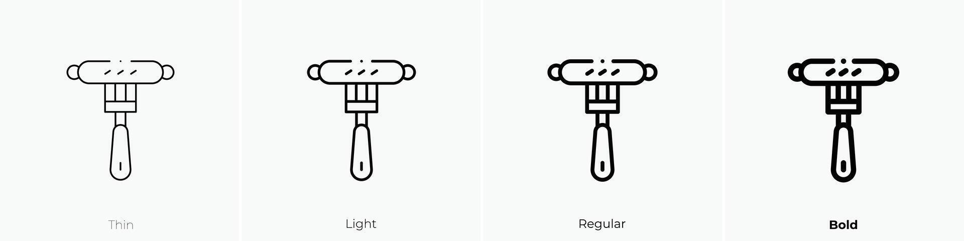 grilled sausage icon. Thin, Light, Regular And Bold style design isolated on white background vector
