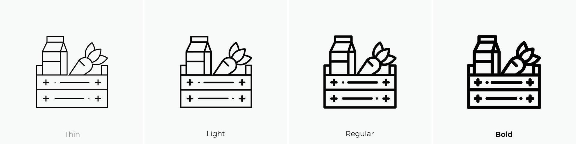 groceries icon. Thin, Light, Regular And Bold style design isolated on white background vector