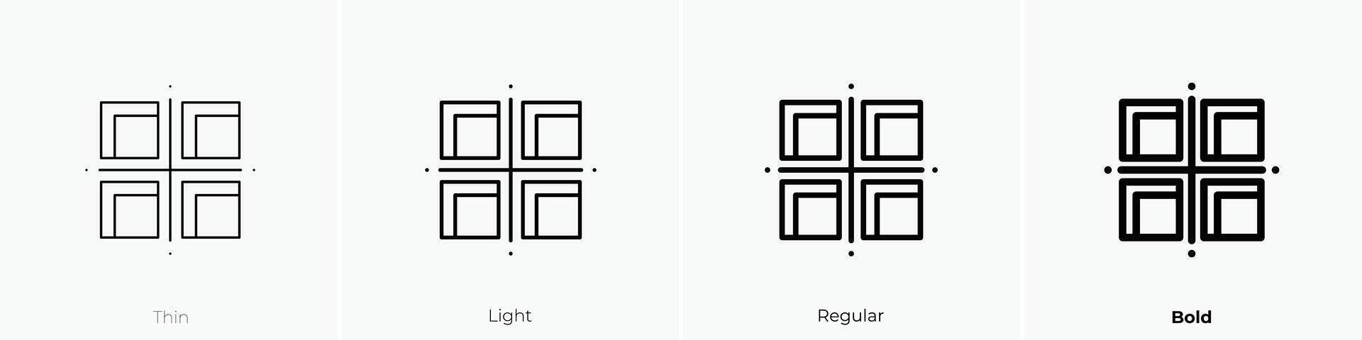 grid icon. Thin, Light, Regular And Bold style design isolated on white background vector