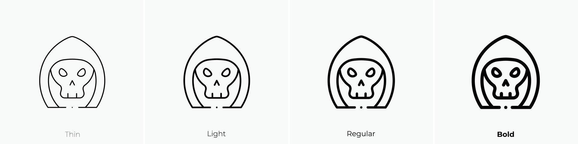 grim reaper icon. Thin, Light, Regular And Bold style design isolated on white background vector