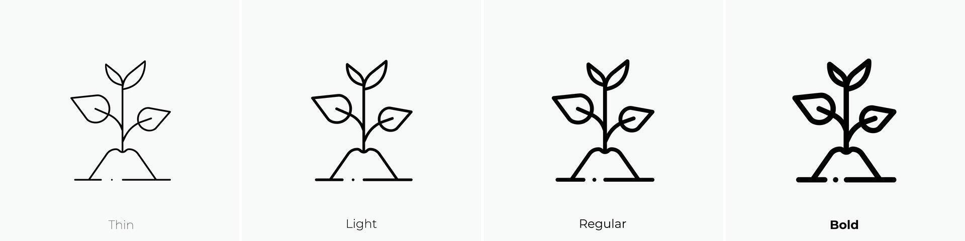 grow plant icon. Thin, Light, Regular And Bold style design isolated on white background vector