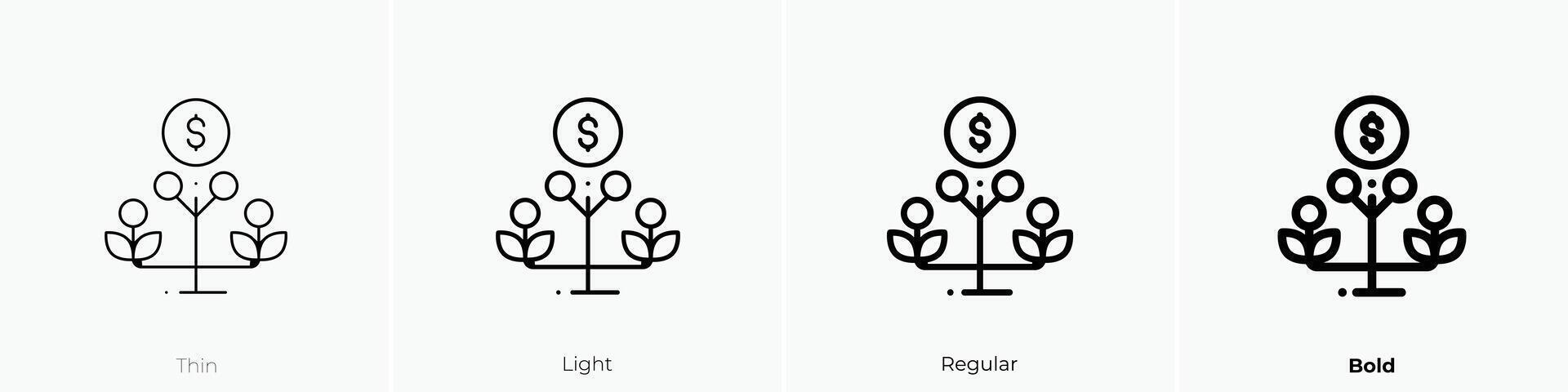 growth icon. Thin, Light, Regular And Bold style design isolated on white background vector