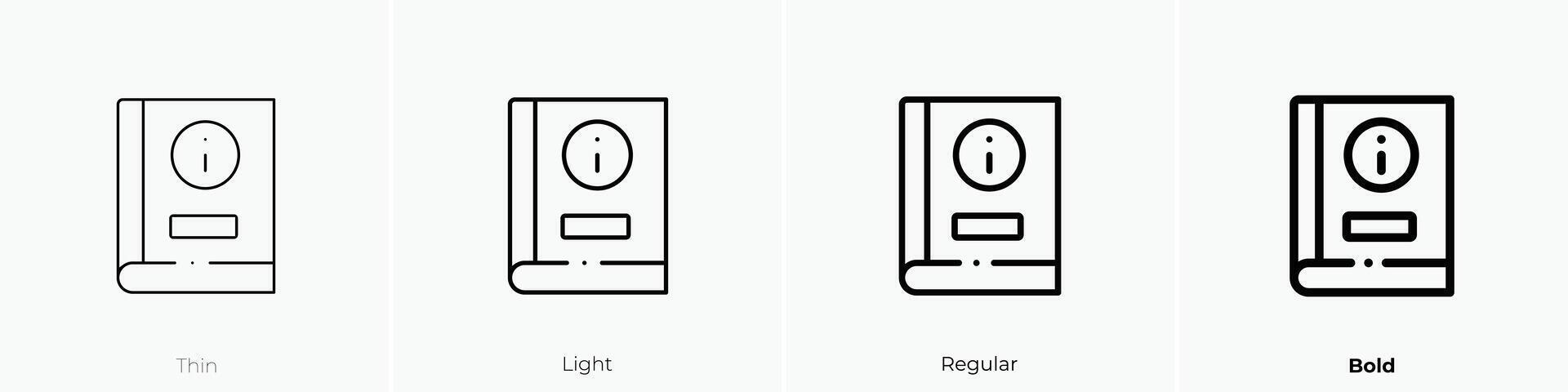 guidebook icon. Thin, Light, Regular And Bold style design isolated on white background vector