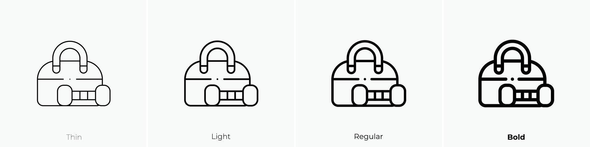 gym bag icon. Thin, Light, Regular And Bold style design isolated on white background vector