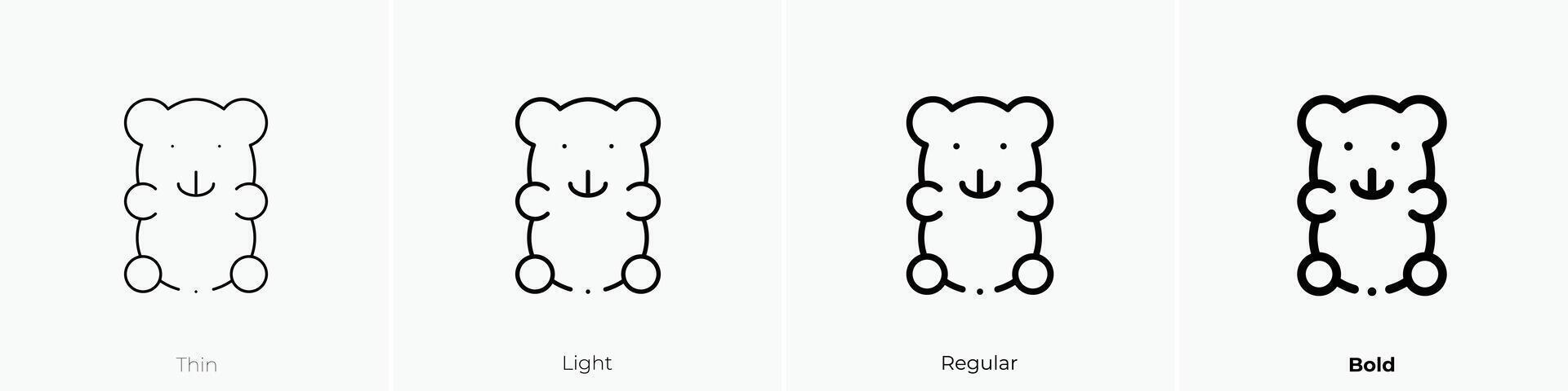 gummy bear icon. Thin, Light, Regular And Bold style design isolated on white background vector