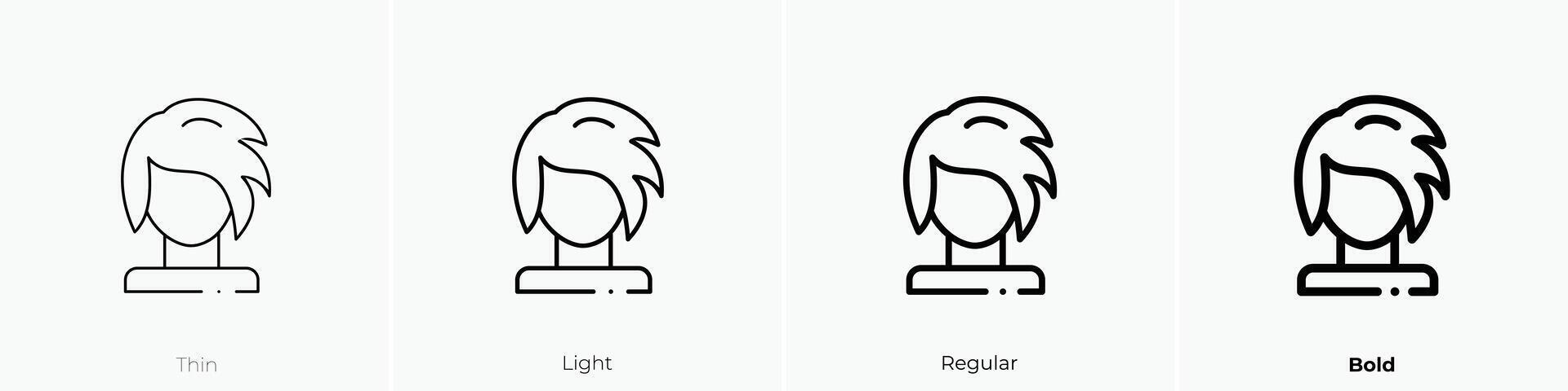 hair wig icon. Thin, Light, Regular And Bold style design isolated on white background vector