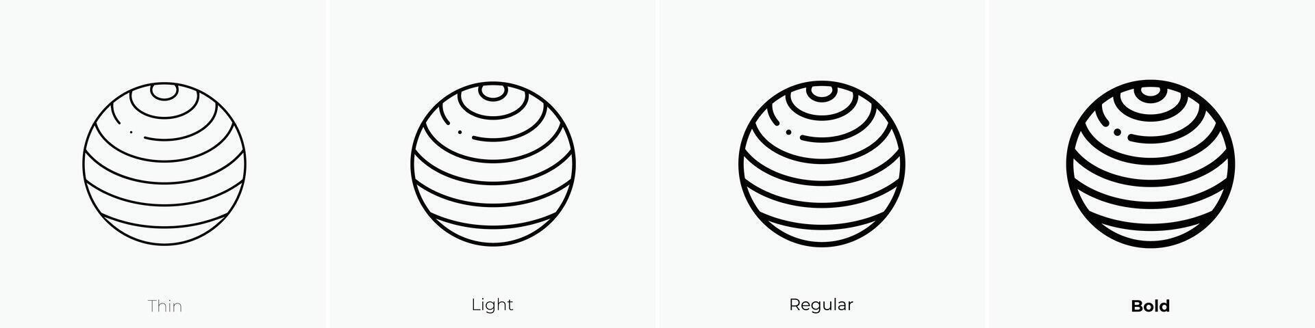 gym ball icon. Thin, Light, Regular And Bold style design isolated on white background vector