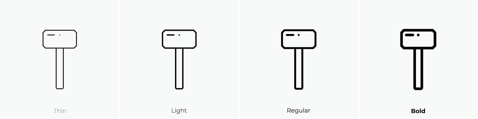 hammer icon. Thin, Light, Regular And Bold style design isolated on white background vector