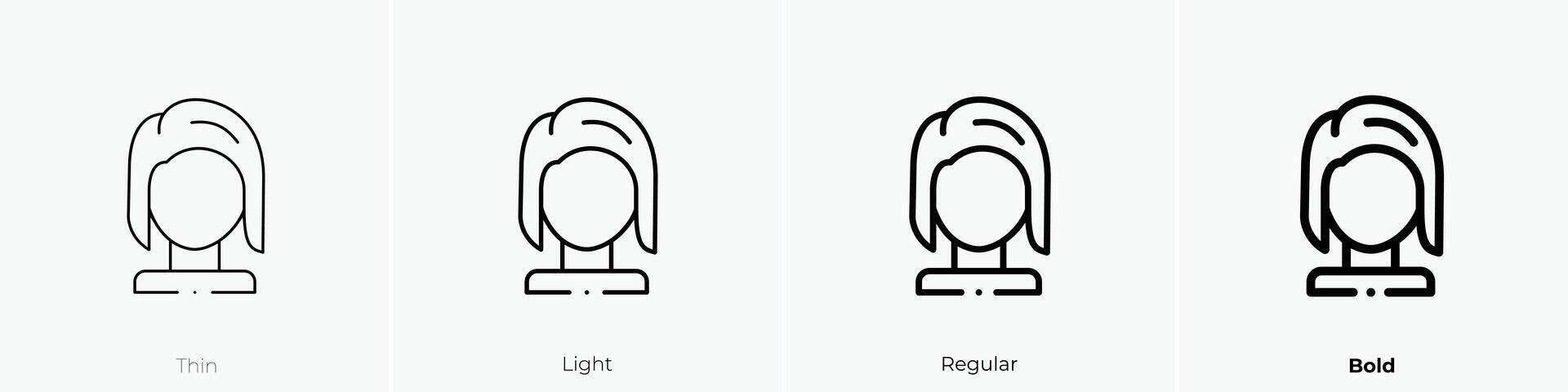 hair wig icon. Thin, Light, Regular And Bold style design isolated on white background vector