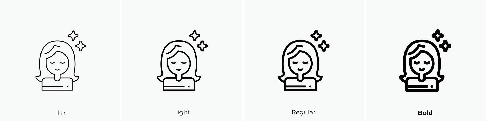 hairstyle icon. Thin, Light, Regular And Bold style design isolated on white background vector