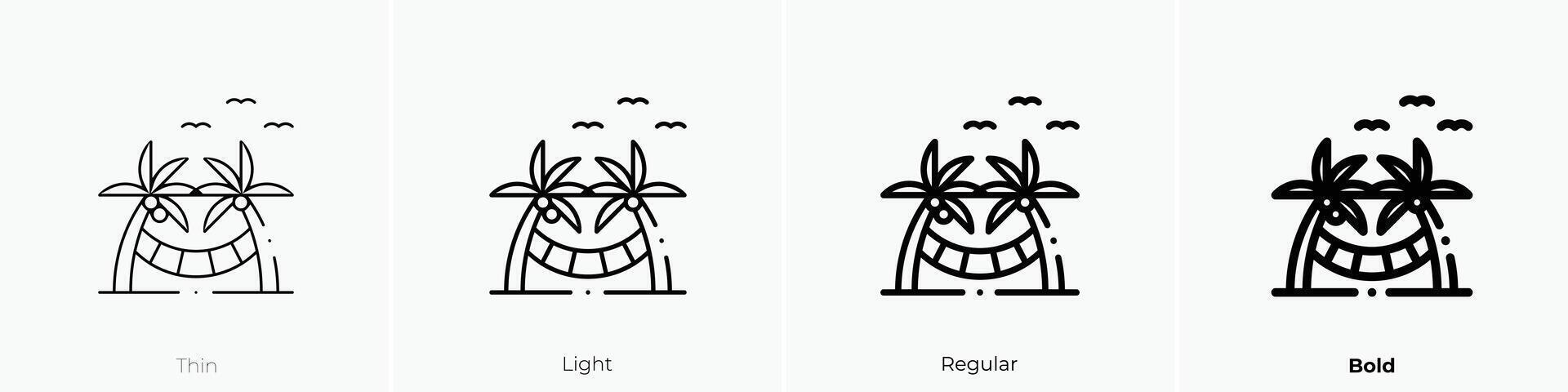 hammock icon. Thin, Light, Regular And Bold style design isolated on white background vector