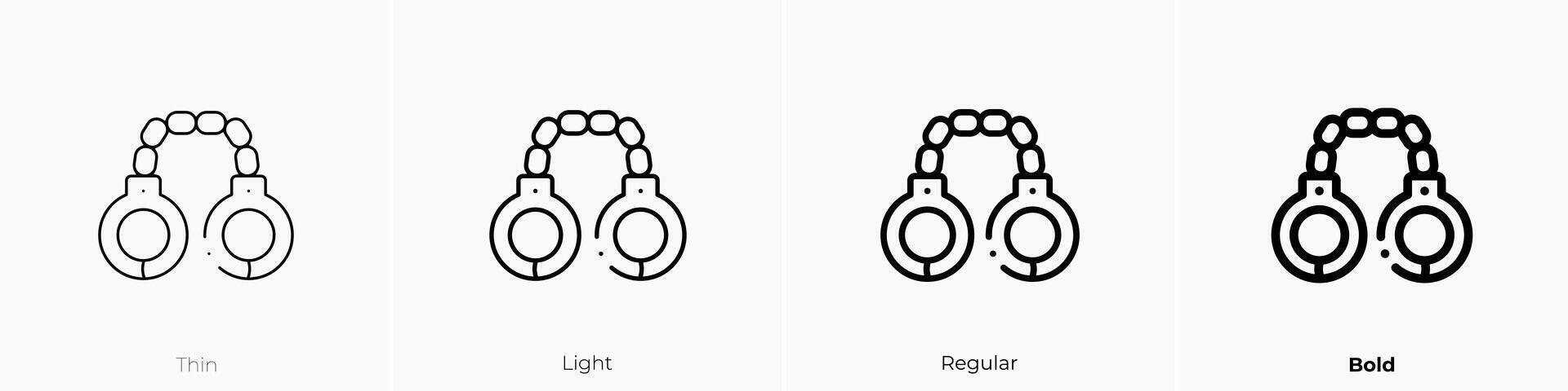 handcuffs icon. Thin, Light, Regular And Bold style design isolated on white background vector