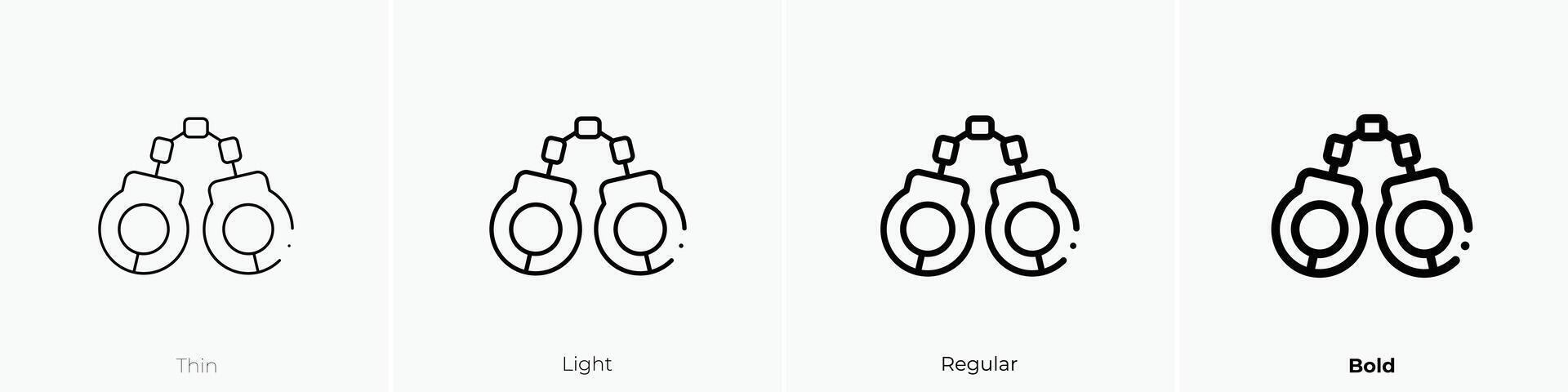 handcuff icon. Thin, Light, Regular And Bold style design isolated on white background vector