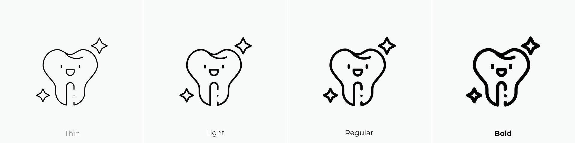 happy tooth icon. Thin, Light, Regular And Bold style design isolated on white background vector