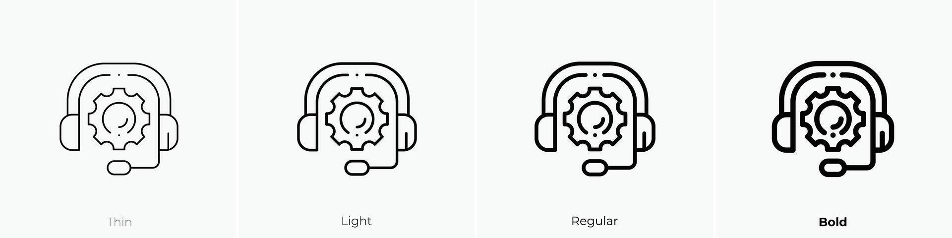 headset icon. Thin, Light, Regular And Bold style design isolated on white background vector