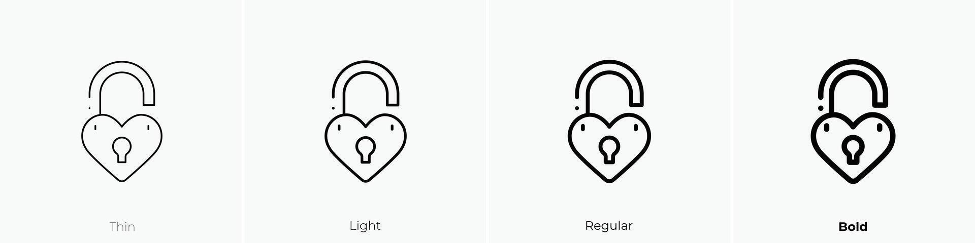 heart lock icon. Thin, Light, Regular And Bold style design isolated on white background vector