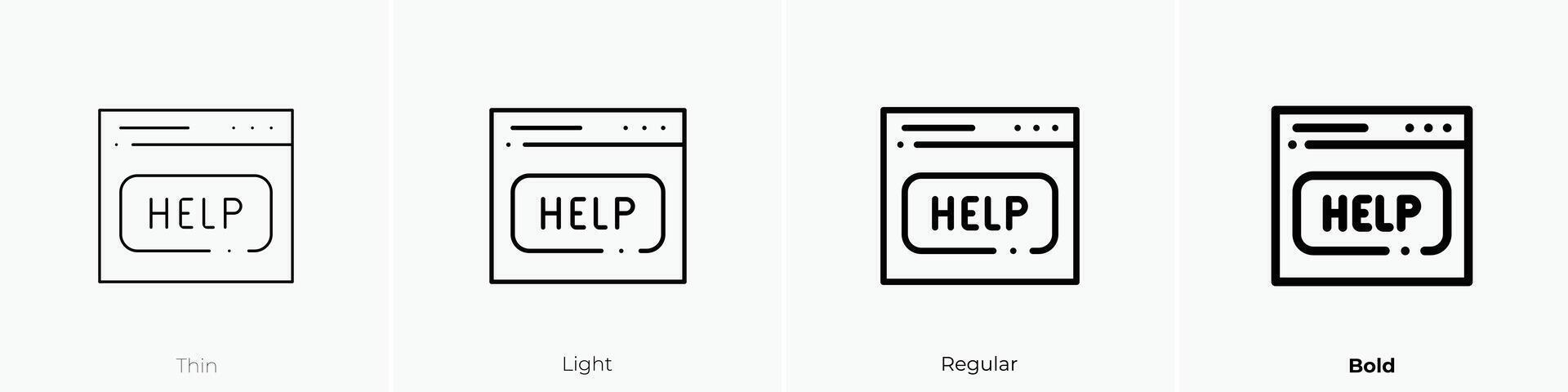 help icon. Thin, Light, Regular And Bold style design isolated on white background vector