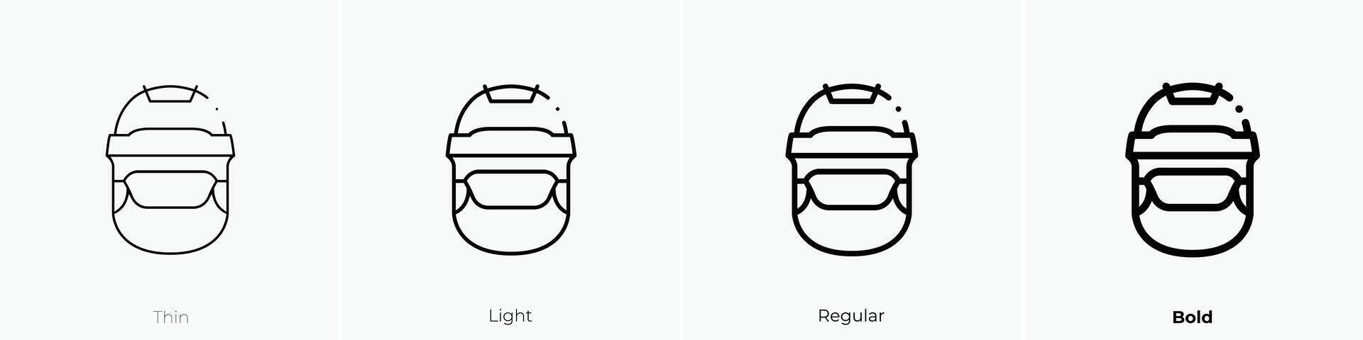 helmet icon. Thin, Light, Regular And Bold style design isolated on white background vector