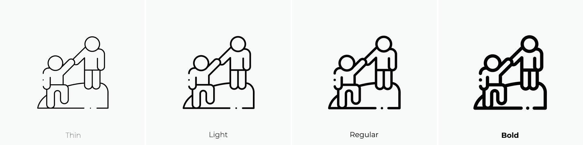 helping icon. Thin, Light, Regular And Bold style design isolated on white background vector