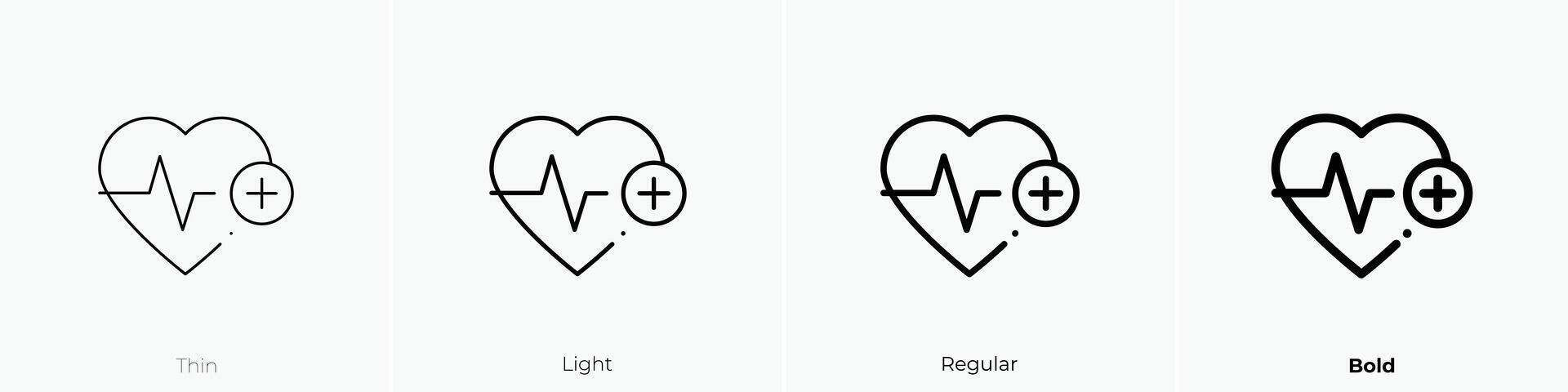 heartbeat icon. Thin, Light, Regular And Bold style design isolated on white background vector