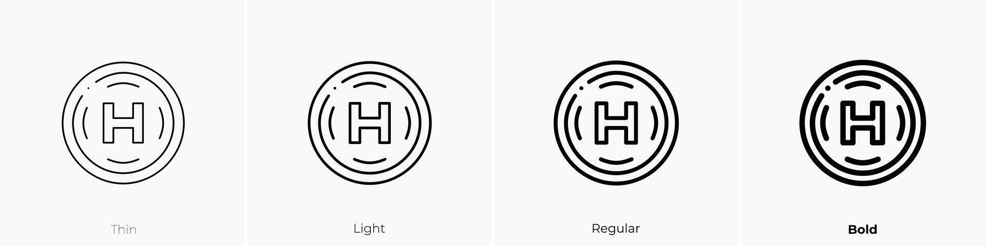 helipad icon. Thin, Light, Regular And Bold style design isolated on white background vector