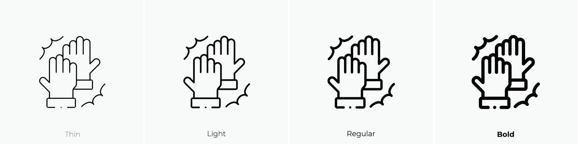 high five icon. Thin, Light, Regular And Bold style design isolated on white background vector