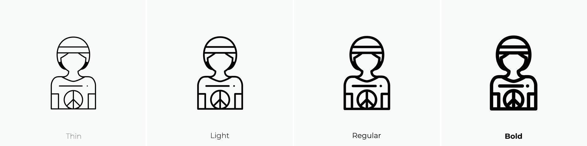 hippie icon. Thin, Light, Regular And Bold style design isolated on white background vector