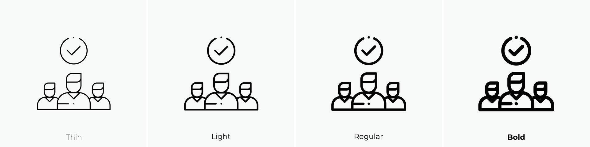 hired icon. Thin, Light, Regular And Bold style design isolated on white background vector