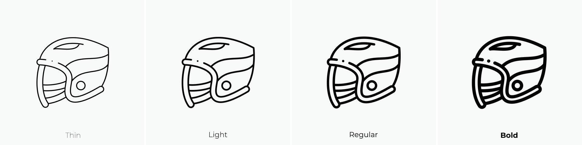 hockey helmet icon. Thin, Light, Regular And Bold style design isolated on white background vector