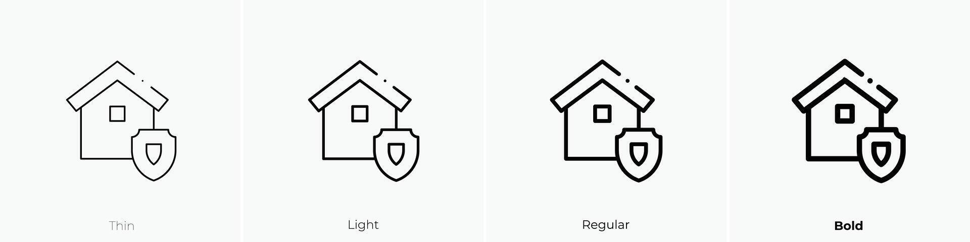 home security icon. Thin, Light, Regular And Bold style design isolated on white background vector