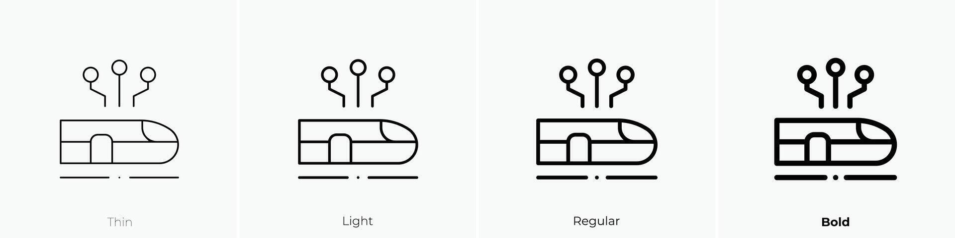 high speed train icon. Thin, Light, Regular And Bold style design isolated on white background vector