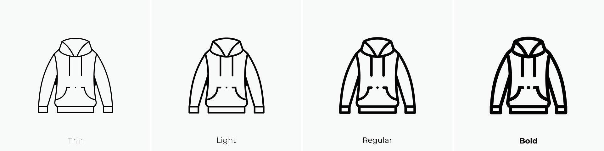 hoodie icon. Thin, Light, Regular And Bold style design isolated on white background vector