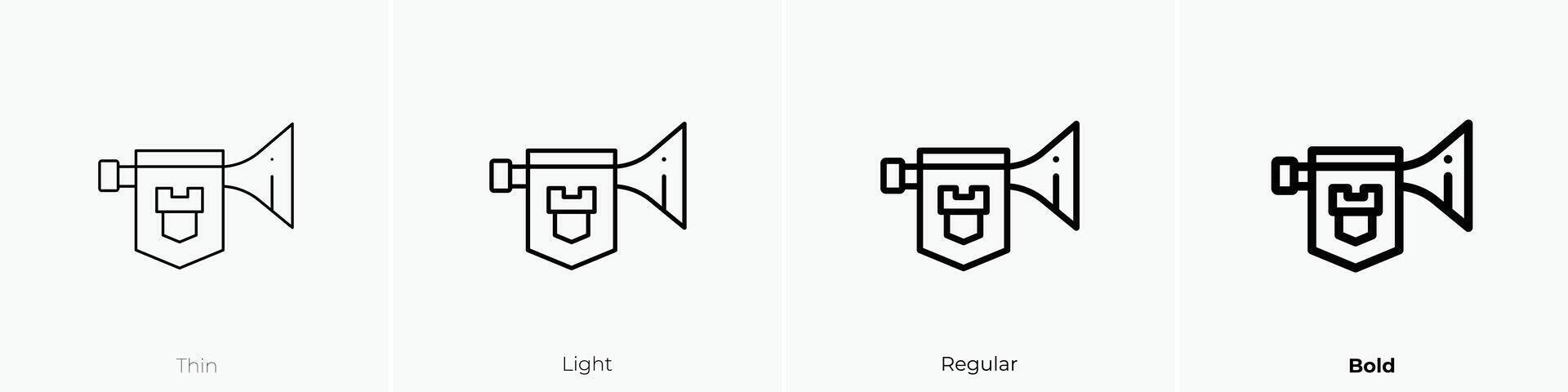 horn icon. Thin, Light, Regular And Bold style design isolated on white background vector