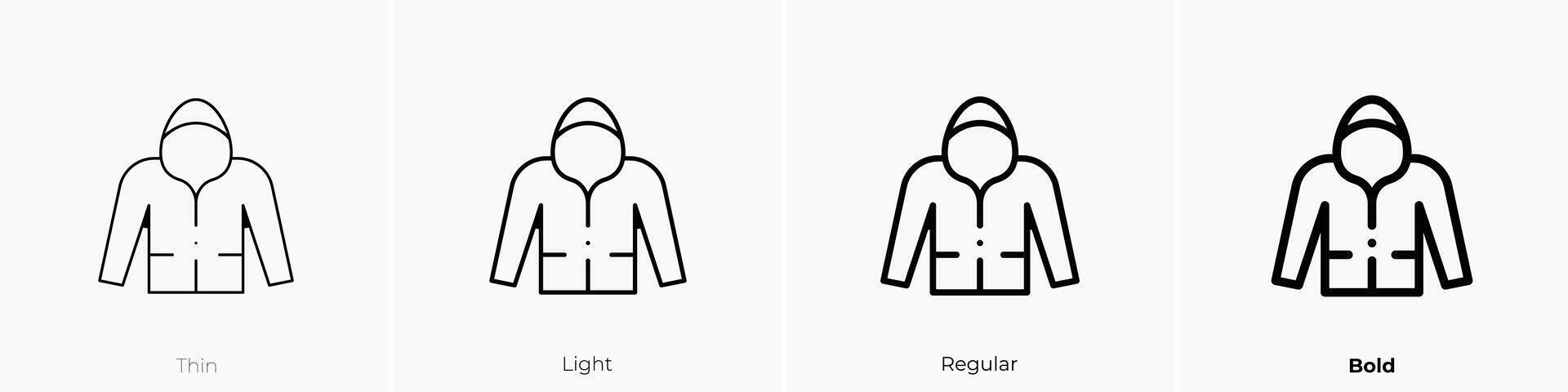 hoodie icon. Thin, Light, Regular And Bold style design isolated on white background vector