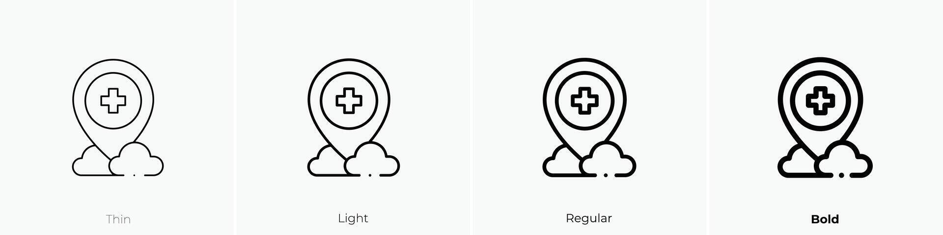 hospital icon. Thin, Light, Regular And Bold style design isolated on white background vector