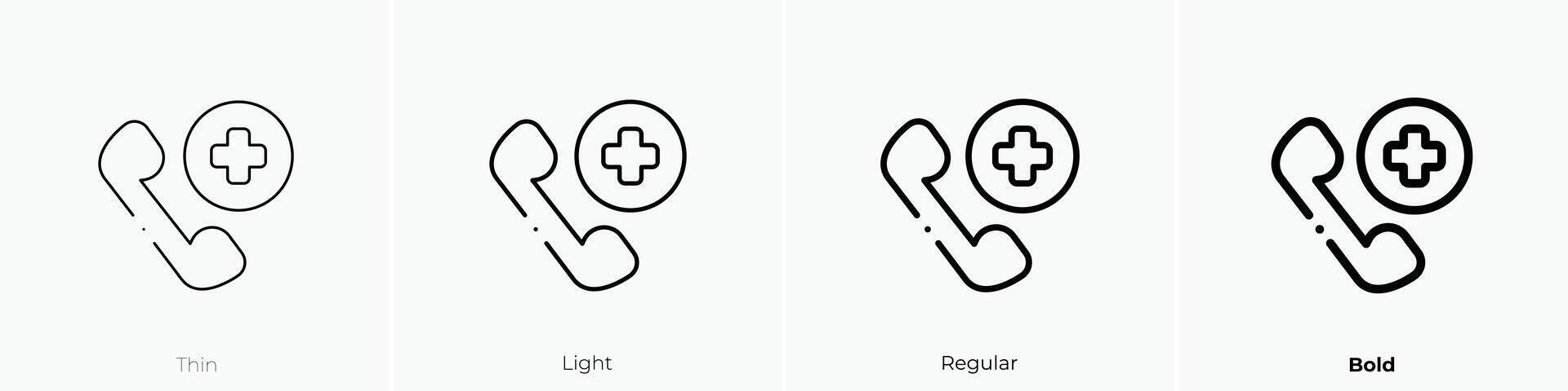 hospital phone icon. Thin, Light, Regular And Bold style design isolated on white background vector