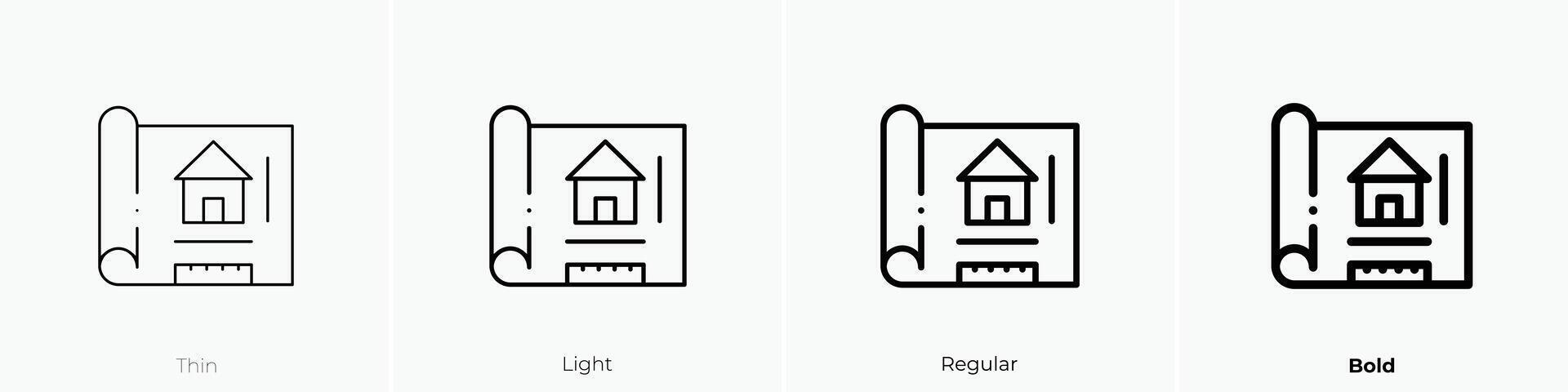 house sketch icon. Thin, Light, Regular And Bold style design isolated on white background vector