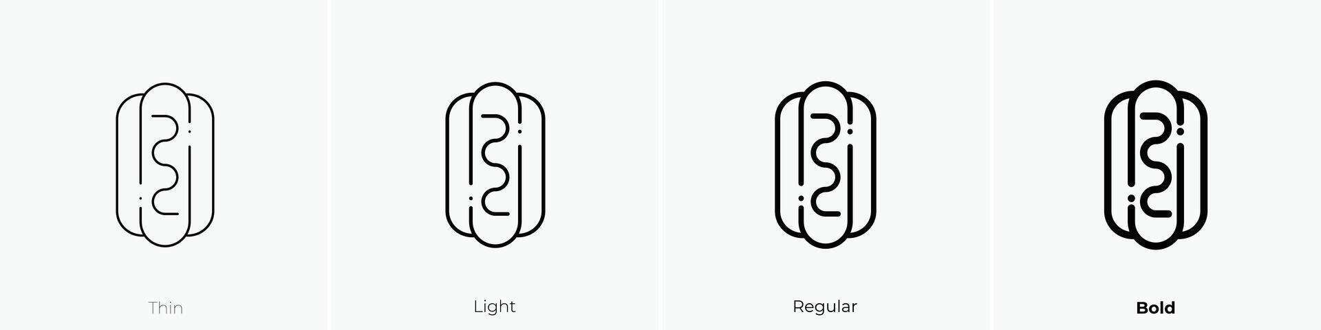 hotdog icon. Thin, Light, Regular And Bold style design isolated on white background vector