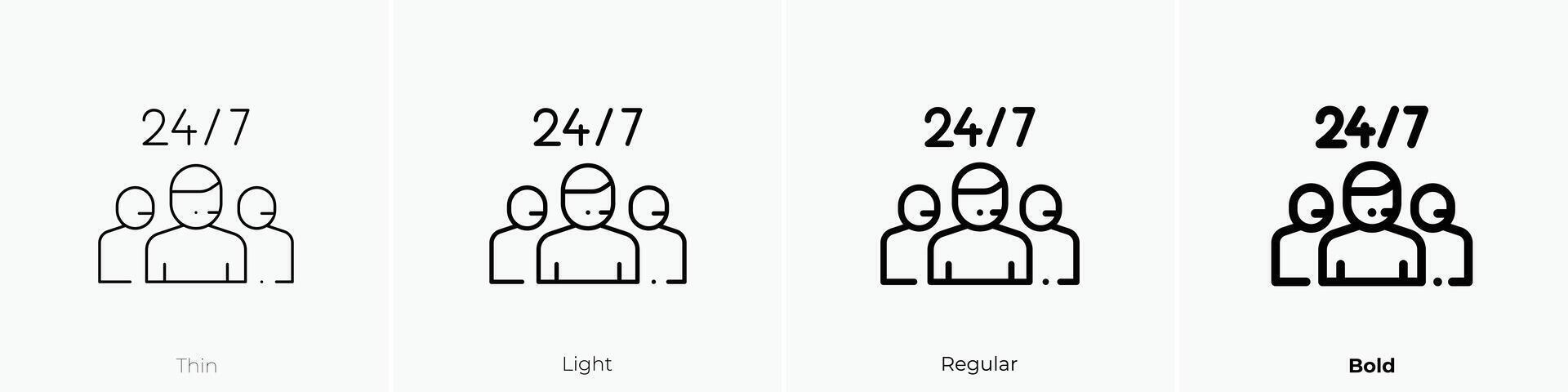hours icon. Thin, Light, Regular And Bold style design isolated on white background vector
