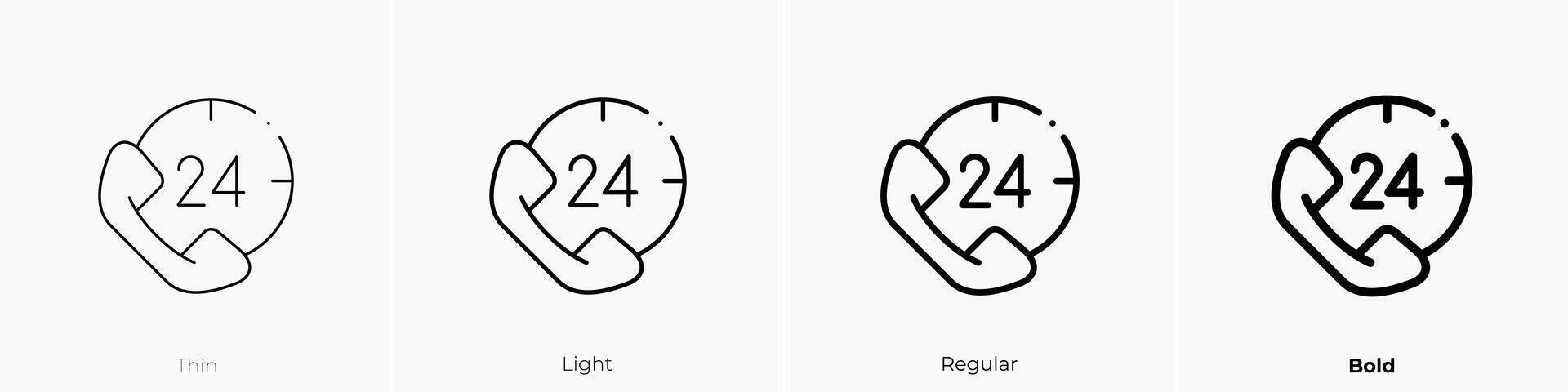 hours icon. Thin, Light, Regular And Bold style design isolated on white background vector