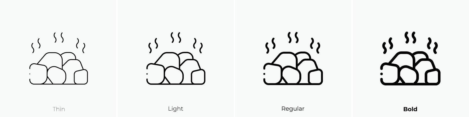 hot stones icon. Thin, Light, Regular And Bold style design isolated on white background vector