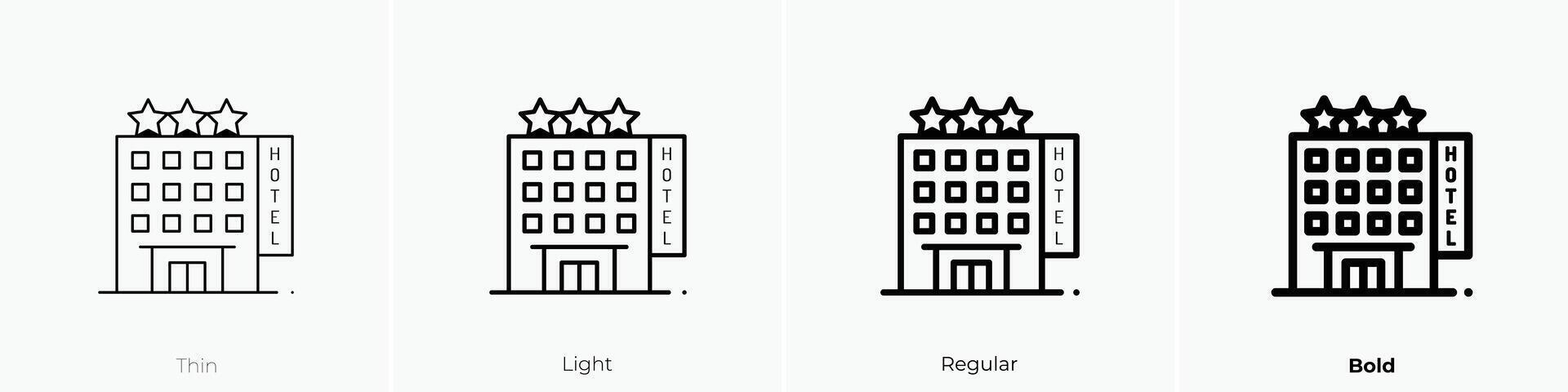 hotel icon. Thin, Light, Regular And Bold style design isolated on white background vector