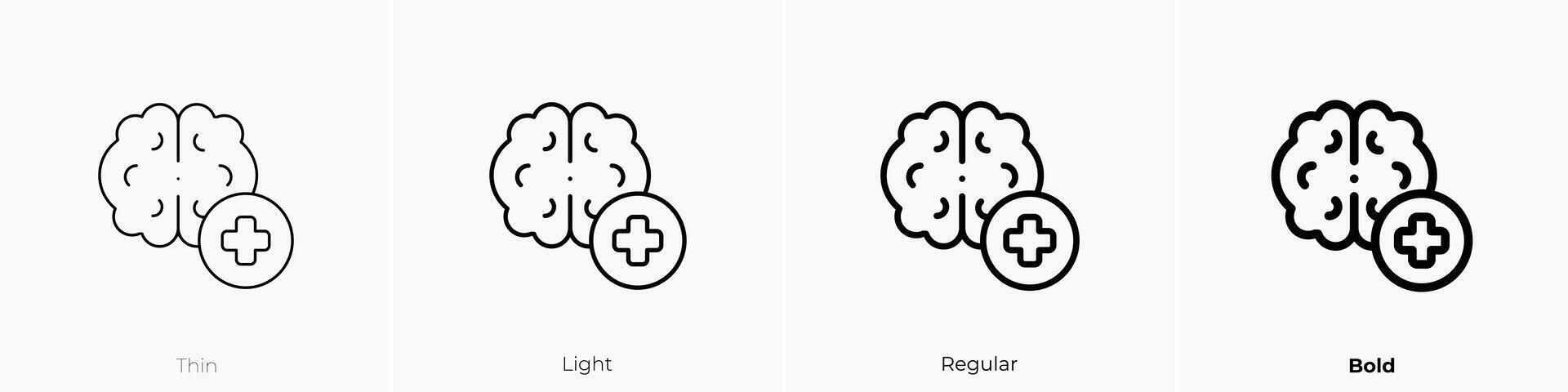 human brain icon. Thin, Light, Regular And Bold style design isolated on white background vector