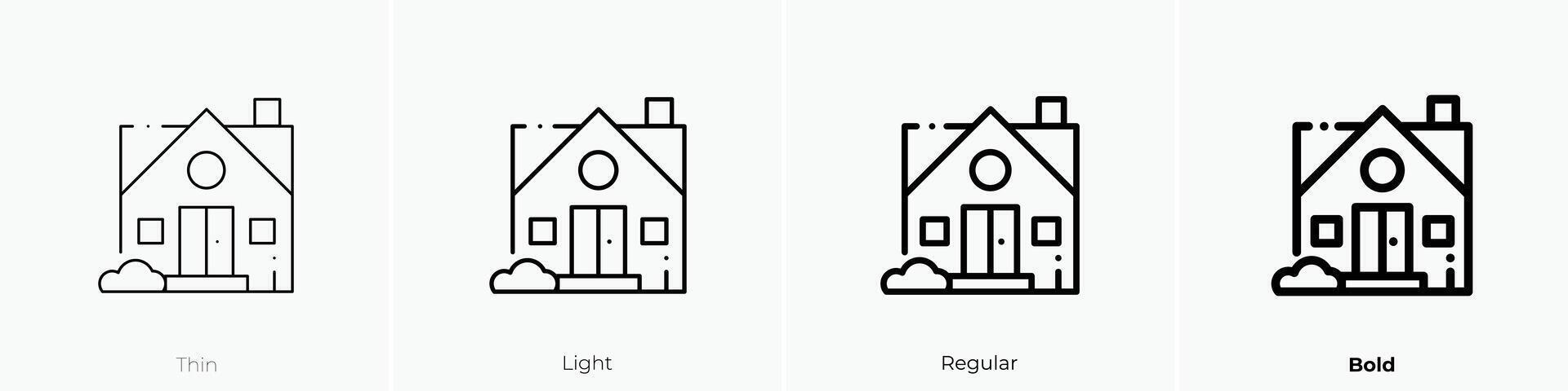 house icon. Thin, Light, Regular And Bold style design isolated on white background vector