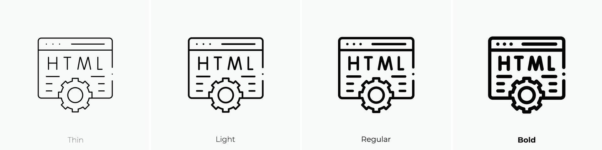 html icon. Thin, Light, Regular And Bold style design isolated on white background vector