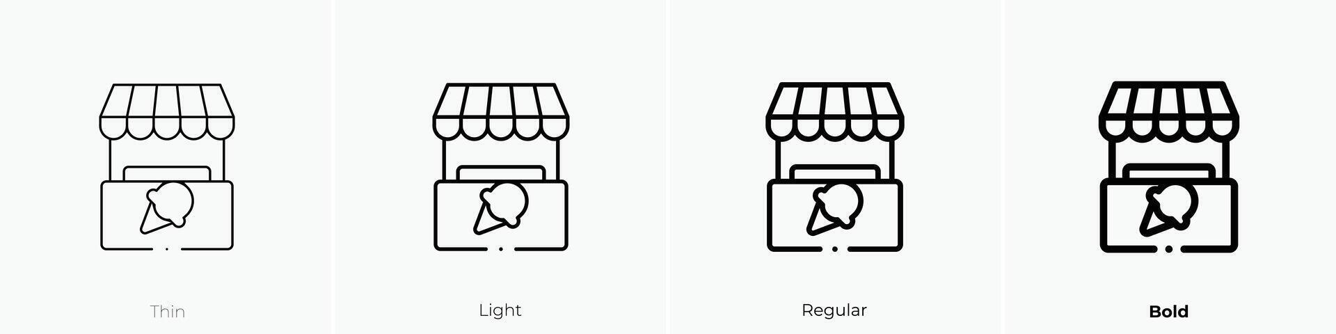 ice cream shop icon. Thin, Light, Regular And Bold style design isolated on white background vector