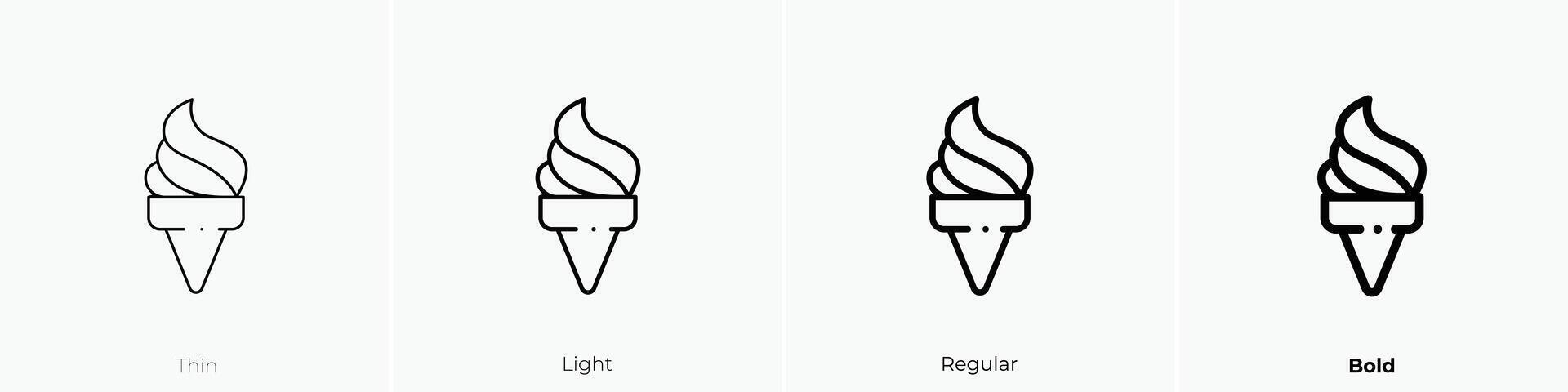 ice cream icon. Thin, Light, Regular And Bold style design isolated on white background vector