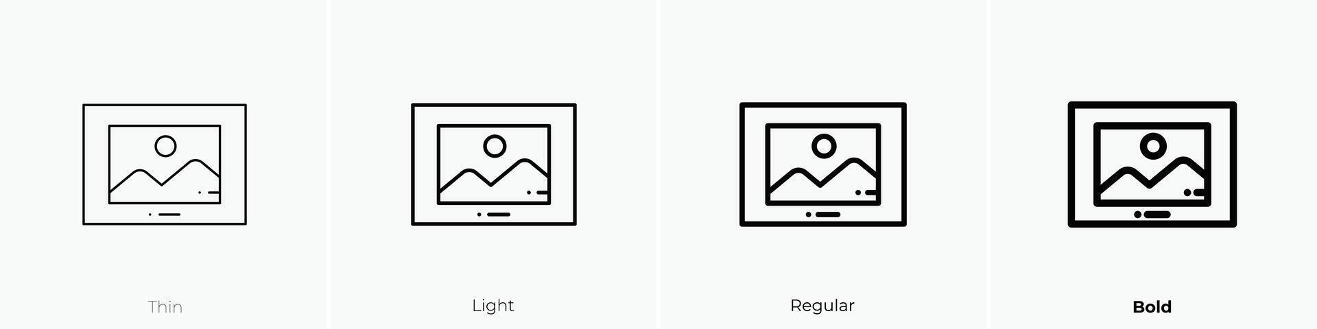 image icon. Thin, Light, Regular And Bold style design isolated on white background vector